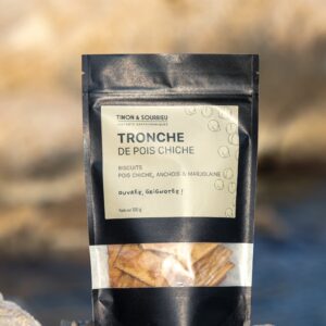 Tronche de pois chiche 100 g biscuit anchois et marjolaine par timon et sourrieu