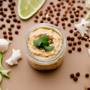 Houmous de lentilles corail, noix de coco et coriandre